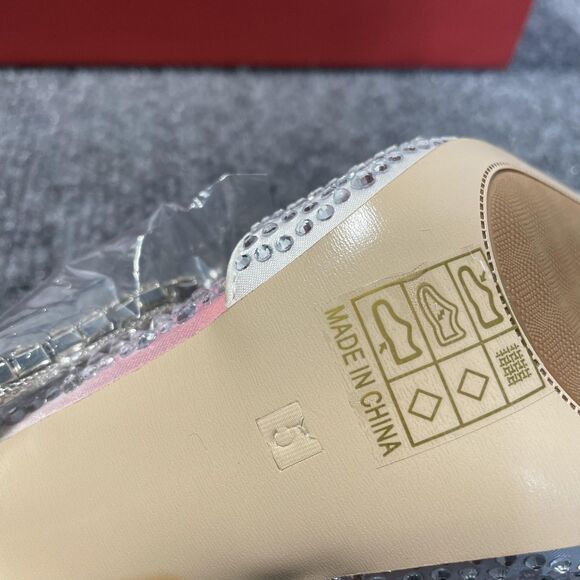 Cokvkuu Shoes Womens Pink Silver Rhinestone Slingback Pointed Toe Stiletto Heels - Picture 6 of 9